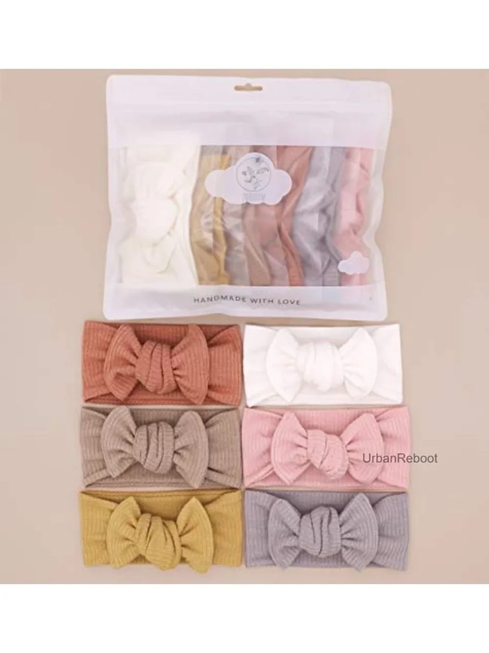 Baby Girls Stretchy Rib Knit Headband Bows Set Adjustable Hair Wraps